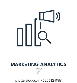 Marketing Analytics Icon. Analysis, Chart, Statistics. Editable Stroke. Simple Vector Icon