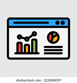 Marketing analytics icon in filled line style, use for website mobile app presentation