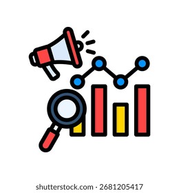 Marketing Analytics Icon Lineal Color Vector Illustration