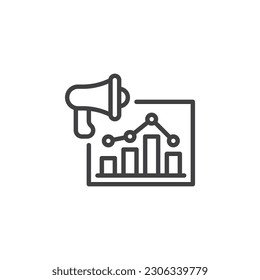 Symbol für Marketinganalysen. lineares Stilzeichen für mobiles Konzept und Webdesign. Digitale Marketingstatistiken umreißen Vektorsymbol. Symbol, Logo-Abbildung. Vektorgrafik