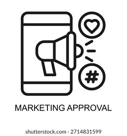 Ilustración vectorial de línea de icono de Aprobación de marketing
