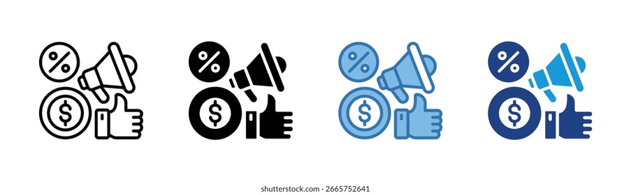 Symbolsatz für Marketinggenehmigung für mehrere Stile