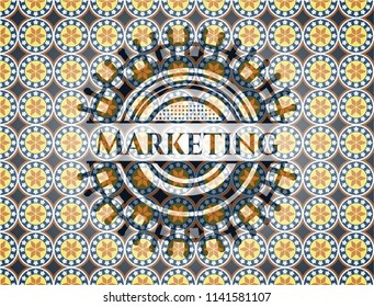 Marketing arabesque emblem background. arabic decoration.