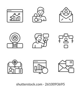 Marketing Automation and CRM Icons. 
