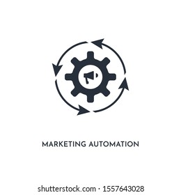 marketing automation icon. simple element illustration. isolated trendy filled marketing automation icon on white background. can be used for web, mobile, ui.