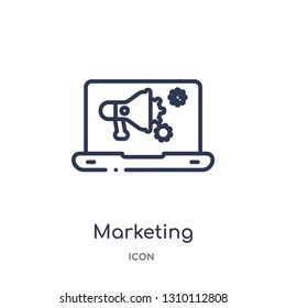 marketing automation icon from technology outline collection. Thin line marketing automation icon isolated on white background.