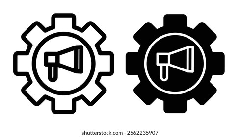 Marketing automation Icons pack in outlined and flat versions