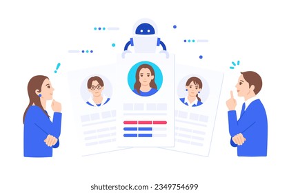 Automatización de marketing. ilustración del poder de AI para elegir a la mejor persona para el trabajo.