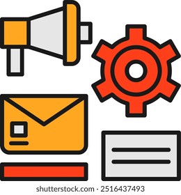 Marketing Automation Line Filled Vector Icon Design