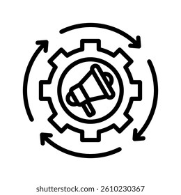 Marketing Automation Line Vector Illustration On White Background.