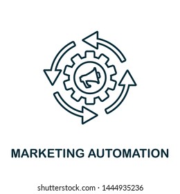 Marketing Automation outline icon. Thin line concept element from content icons collection. Creative Marketing Automation icon for mobile apps and web usage.