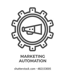 Marketing Automation Thin Line Vector Icon Isolated On The White Background.