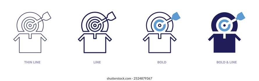 Icono de automatización de marketing en 4 estilos diferentes. Línea delgada, línea, negrita y línea negrita. Estilo duotono. Trazo editable.