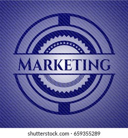 Marketing badge with denim background
