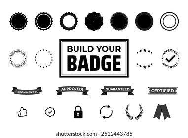 Elementos de emblema de marketing para criar seu próprio emblema