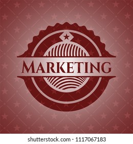 Marketing badge with red background