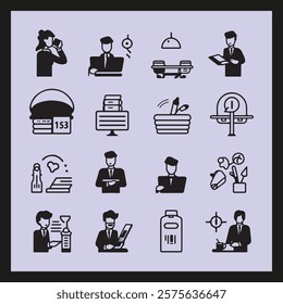 Marketing black Line Icons silhouette Set