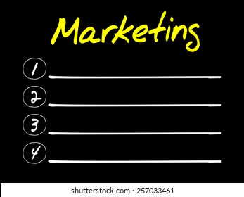 MARKETING blank list, business concept