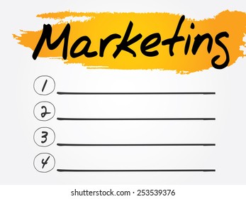 Marketing Blank List, vector concept background