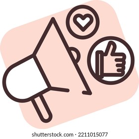 Marketing blogging, illustration, vector on white background.