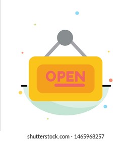 Marketing, Board, Sign, Open Abstract Flat Color Icon Template. Vector Icon Template background