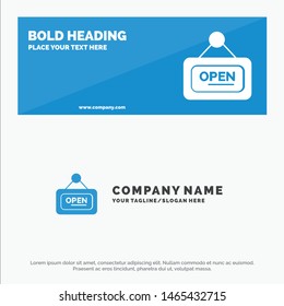 Marketing, Board, Sign, Open SOlid Icon Website Banner and Business Logo Template. Vector Icon Template background