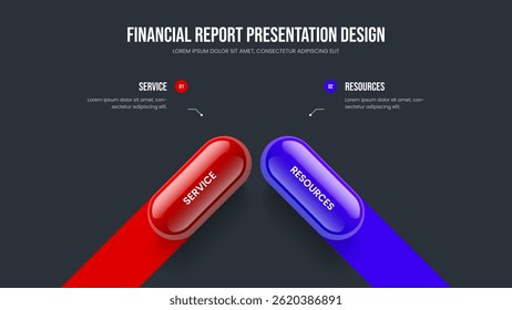 Marketing Briefing Two Option Diagram Frame Layout. Creative Performance Slideshow Template Vector Illustration. Market Plan 2 Step Infographic Presentation Design.