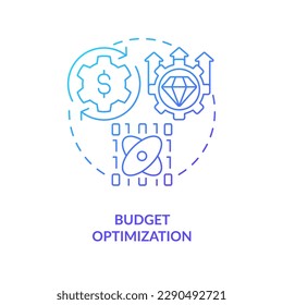 Marketing budget optimization blue gradient concept icon. Finance control. Data science in business abstract idea thin line illustration. Isolated outline drawing. Myriad Pro-Bold font used