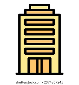 Marketing building icon outline vector. Business center. City modern color flat