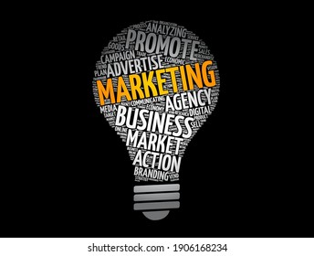 MARKETING bulb word cloud, business concept background