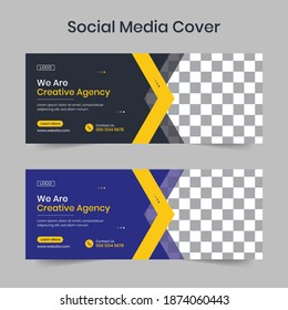 Marketing Business Banner For Social Media Cover in Vector