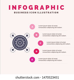Marketing, Business, Idea, Pertinent, Gear Solid Icon Infographics 5 Steps Presentation Background. Vector Icon Template background