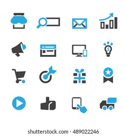 Marketing and Business set icons, vector