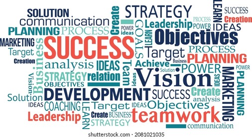 marketing business success concept word tag cloud illustration vector 