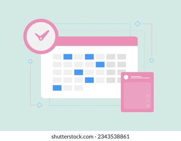 Marketing Calendar with Social Media Post Scheduler. Powerful Online Business Marketing Strategy. Plan and Schedule Automatically Advertising Activities on Social Media