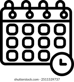 Elemento de icono de línea de Vector de calendario de marketing