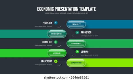 Marketing Campaign 5 Element Infographic Frame Design. Service Strategy Slide Template Vector Illustration. Creative Introduction Five Step Diagram Slideshow Layout.