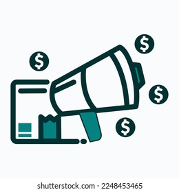 Marketing campaign budgeting flat icon in business. Can be used for business app and web icons