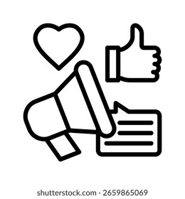 Ilustración vectorial de línea de icono de campaña de marketing