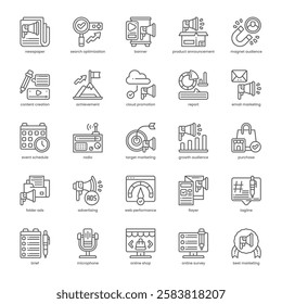 Marketing Campaign Icon pack for your website, mobile, presentation, and logo design. Marketing Campaign Icon outline design. Vector graphics illustration and editable stroke.