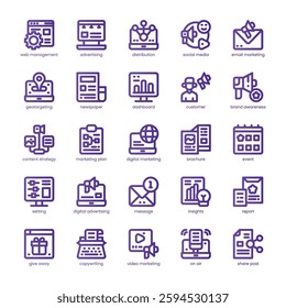 Marketing Campaign Icon pack for your website, mobile, presentation, and logo design. Marketing Campaign Icon line basic color design. Vector graphics illustration and editable stroke.