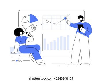 Marketing campaign management abstract concept vector illustration. Marketing strategy execution, campaign efficiency control, tracking and analysis, social media metrics abstract metaphor.