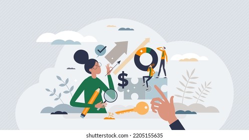 Marketing Campaign Management With Successful And Effective Approach Tiny Person Concept. Company Advertising Development Process With Cost Control And Ads Budget Monitoring Vector Illustration.