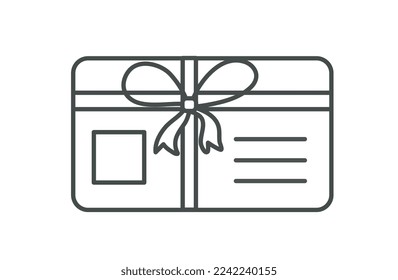 Marketing card line icon. Discounts, sales and promotions, special offer for regular customers and loyalty program. Bonuses and cashback, gifts. Poster or banner. Cartoon flat vector illustration