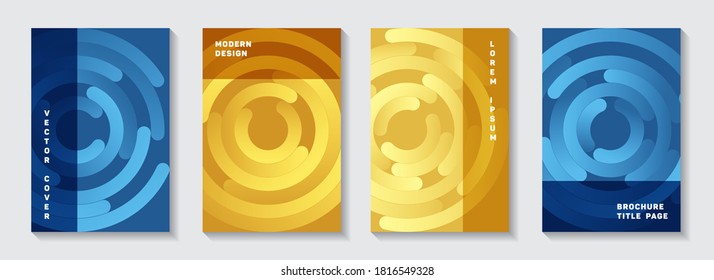 Marketing catalog title pages collection. Minimal newsletter circles swirl vector backdrops. Aim goal achievement circles concept. Creative publication front pages mockups.