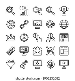 Marketing Ceo Icon Set With Outline Style Simple