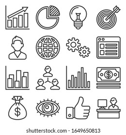 Marketing and CEO Icons Set. Line Style Vector