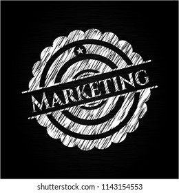 Marketing chalkboard emblem on black board