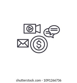 Marketing channels linear icon concept. Marketing channels line vector sign, symbol, illustration.