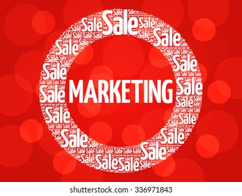 MARKETING circle stamp word cloud, business concept